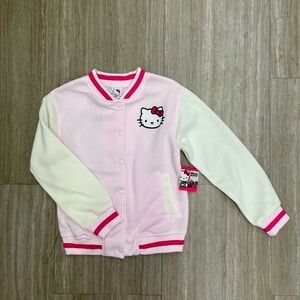 NWT Hello Kitty Girls Varsity Jacket Pink/White Sz. 8/10